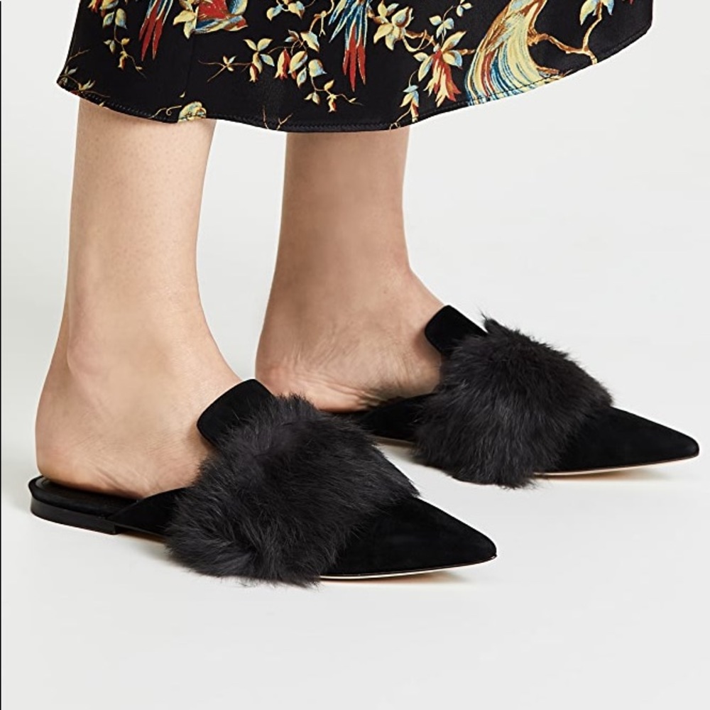 Sigerson Morrison Dawn black suede mule fur 39 8.5